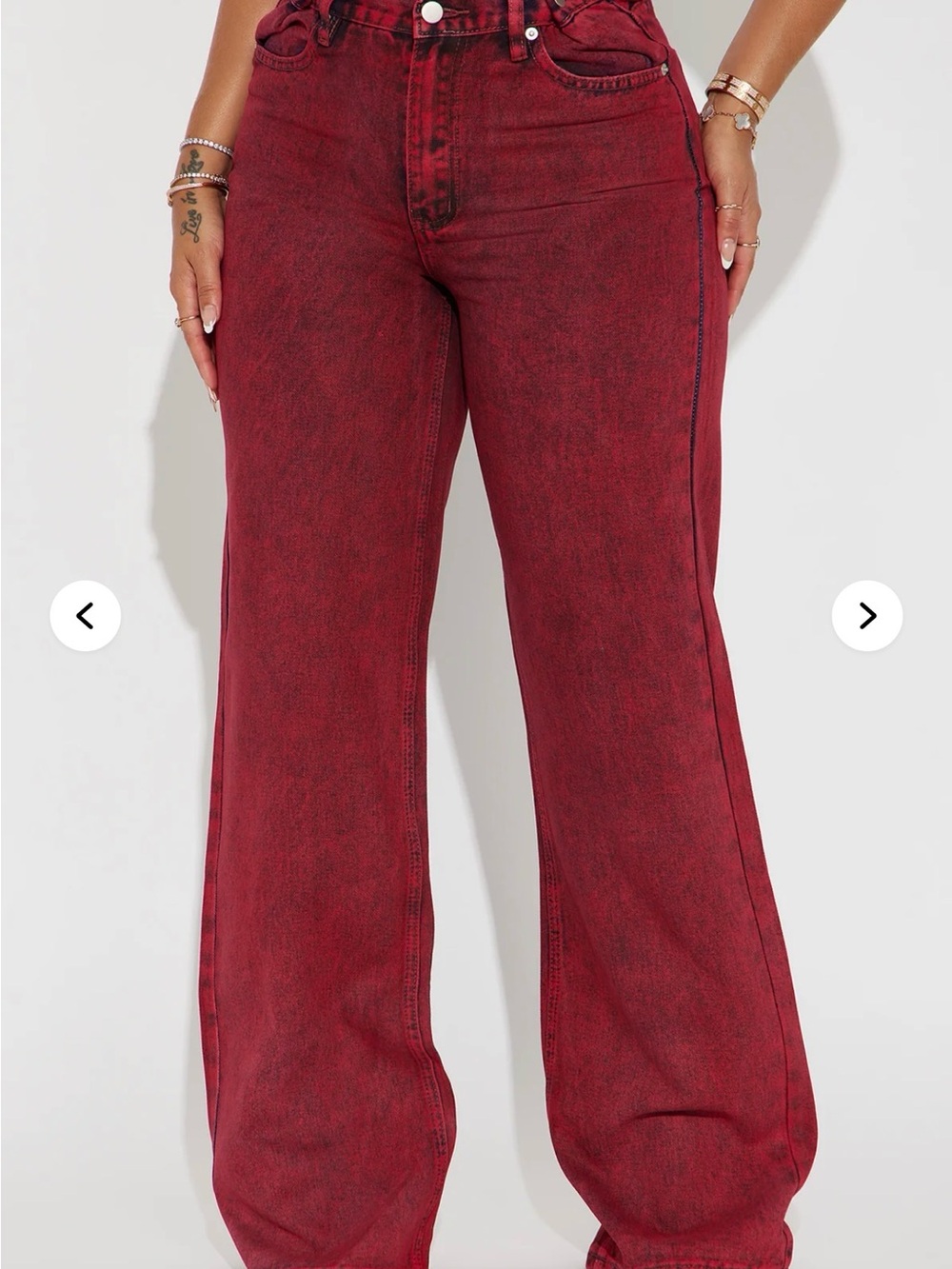 Men's Red Washed Denim Jeans - Classic Fit